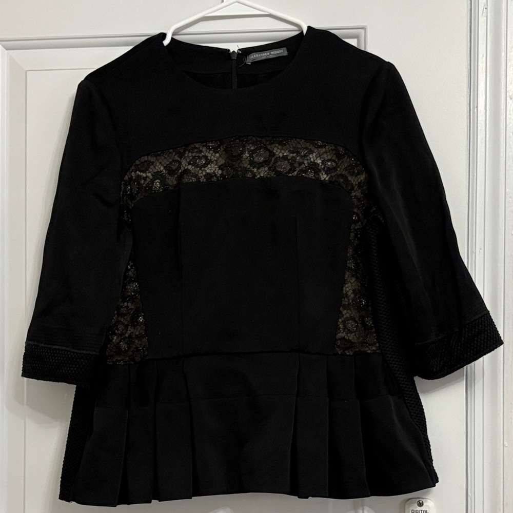 Alexander McQueen Black Lace Panel Top